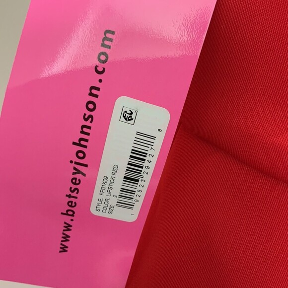 Betsey Johnson Red Fit & Flare Square Neck Scuba Midi Dress 2 - Picture 8 of 9